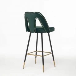 Green Velvet Upholstered Dining Side Chair with Nailheads and Gold Tipped Black Metal Legs (Set of 2) by ATHMILE 14 Green Velvet Upholstered Dining Side Chair with Nailheads and Gold Tipped Black Metal Legs (Set of 2) by ATHMILE -ATHMILE Sales Store green athmile dining chairs gz b2w20222144 fa 1000