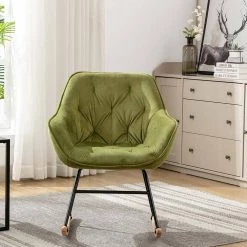 Green Toweling Tufted Fabric Rocking Chair (Set of 1) by ATHMILE 11 Green Toweling Tufted Fabric Rocking Chair (Set of 1) by ATHMILE -ATHMILE Sales Store green athmile rockers gliders ottomans gz b2w20220889 1d 1000