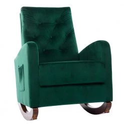 Green Velvet Rocking Chair Nursery Chair (Set of 1) by ATHMILE
