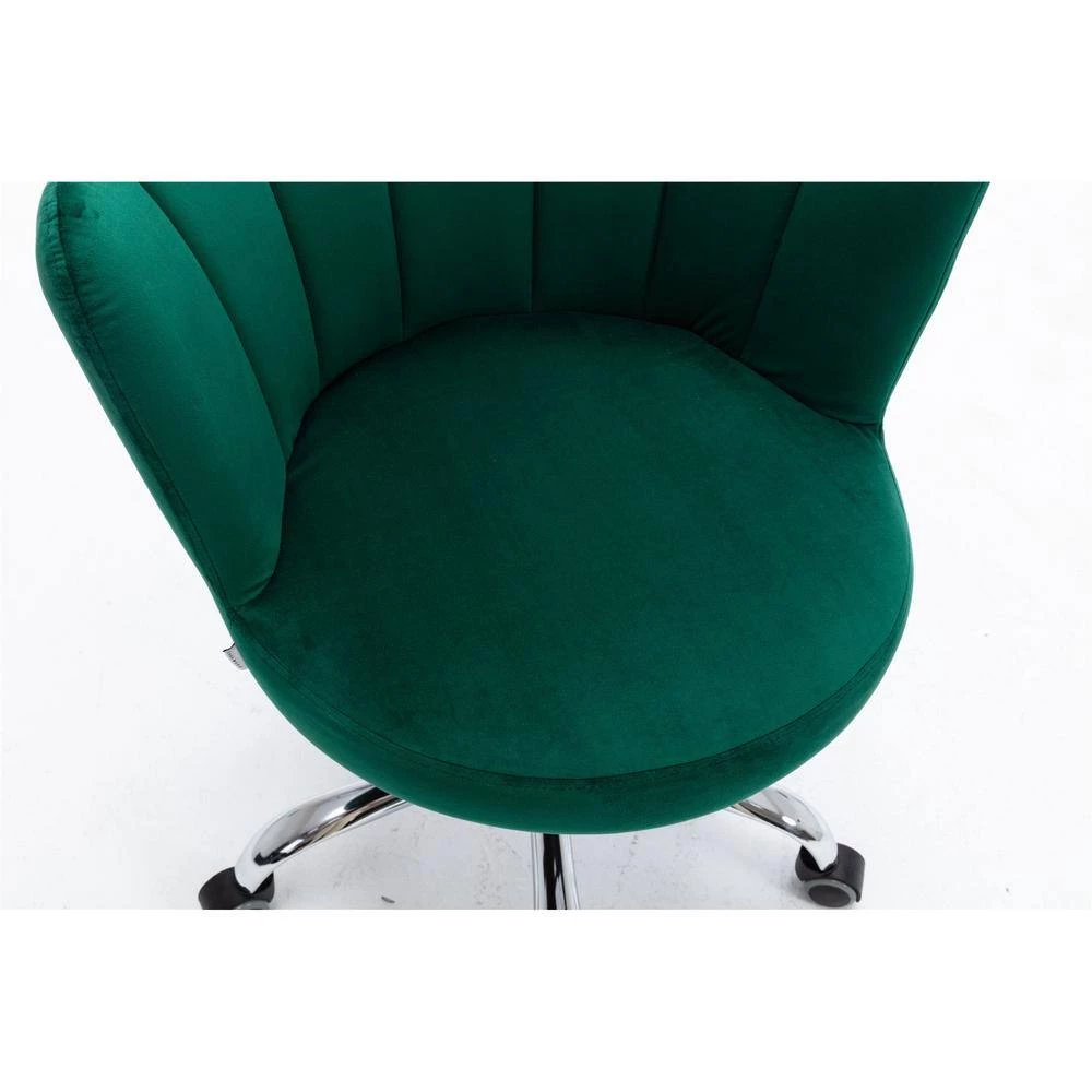 Green Velvet Upholstered Swivel Task Chair with Padded Back by ATHMILE 4 Green Velvet Upholstered Swivel Task Chair with Padded Back by ATHMILE - Image 4