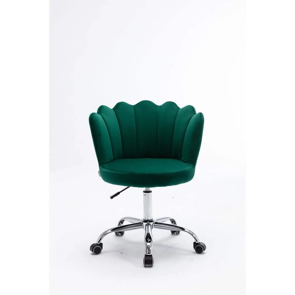 Green Velvet Upholstered Swivel Task Chair with Padded Back by ATHMILE 1 Green Velvet Upholstered Swivel Task Chair with Padded Back by ATHMILE