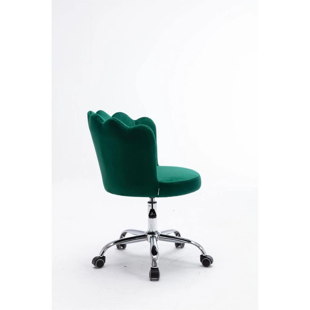 Green Velvet Upholstered Swivel Task Chair with Padded Back by ATHMILE 2 Green Velvet Upholstered Swivel Task Chair with Padded Back by ATHMILE - Image 2