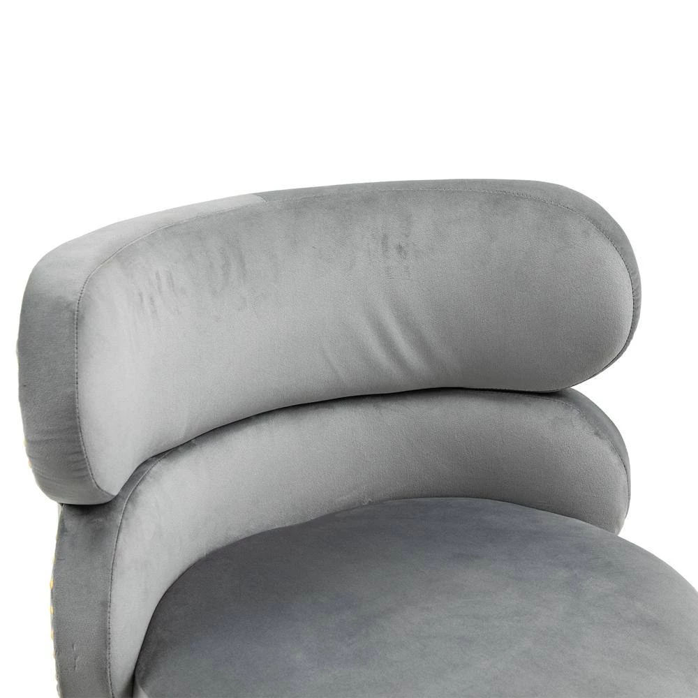 42.91 in. Gray Velvet Bar Stool (Set of 1) by ATHMILE 6 42.91 in. Gray Velvet Bar Stool (Set of 1) by ATHMILE - Image 6