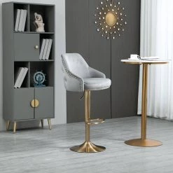 44.88 in. Gray Velvet Bar Stool (Set of 1) by ATHMILE 13 44.88 in. Gray Velvet Bar Stool (Set of 1) by ATHMILE -ATHMILE Sales Store grey athmile bar stools ddw39539736 31 1000