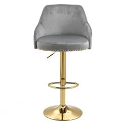 44.88 in. Gray Velvet Bar Stool (Set of 1) by ATHMILE