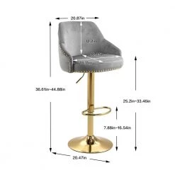44.88 in. Gray Velvet Bar Stool (Set of 1) by ATHMILE 9 44.88 in. Gray Velvet Bar Stool (Set of 1) by ATHMILE -ATHMILE Sales Store grey athmile bar stools ddw39539736 c3 1000