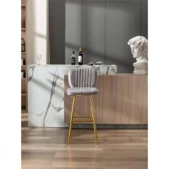 40.55 in. Grey Velvet Bar Stool (Set of 1) by ATHMILE 13 40.55 in. Grey Velvet Bar Stool (Set of 1) by ATHMILE -ATHMILE Sales Store grey athmile bar stools ddw39540276 31 1000
