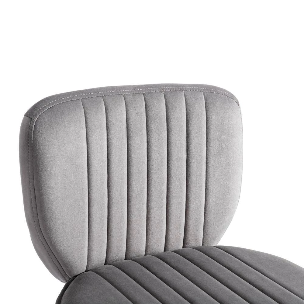 40.55 in. Grey Velvet Bar Stool (Set of 1) by ATHMILE 6 40.55 in. Grey Velvet Bar Stool (Set of 1) by ATHMILE - Image 6