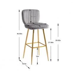 40.55 in. Grey Velvet Bar Stool (Set of 1) by ATHMILE 9 40.55 in. Grey Velvet Bar Stool (Set of 1) by ATHMILE -ATHMILE Sales Store grey athmile bar stools ddw39540276 c3 1000