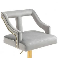 45.5 in. Gray Velvet Bar Stool (Set of 1) by ATHMILE -ATHMILE Sales Store grey athmile bar stools ddw39540868 1f 1000