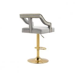 45.5 in. Gray Velvet Bar Stool (Set of 1) by ATHMILE -ATHMILE Sales Store grey athmile bar stools ddw39540868 44 1000