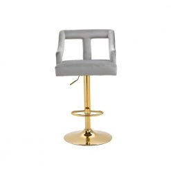 45.5 in. Gray Velvet Bar Stool (Set of 1) by ATHMILE
