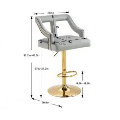 45.5 in. Gray Velvet Bar Stool (Set of 1) by ATHMILE -ATHMILE Sales Store grey athmile bar stools ddw39540868 c3 1000