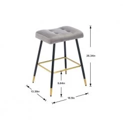 26.34 in. Gray Backless Metal Frame Bar Stool with Velvet Seat (Set of 1) by ATHMILE 12 26.34 in. Gray Backless Metal Frame Bar Stool with Velvet Seat (Set of 1) by ATHMILE -ATHMILE Sales Store grey athmile bar stools gz b2w20221738 4f 1000