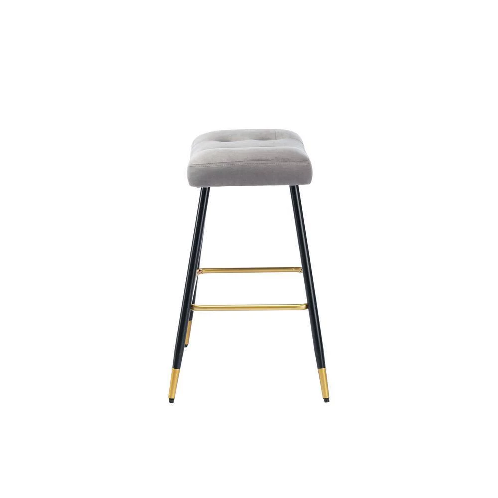 26.34 in. Gray Backless Metal Frame Bar Stool with Velvet Seat (Set of 1) by ATHMILE 8 26.34 in. Gray Backless Metal Frame Bar Stool with Velvet Seat (Set of 1) by ATHMILE - Image 8