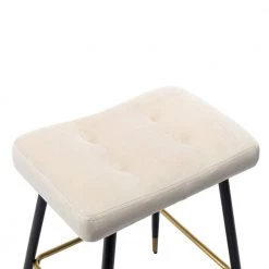 26.34 in. Ivory Backless Bar Stools with Velvet Seat (Set of 1) by ATHMILE 13 26.34 in. Ivory Backless Bar Stools with Velvet Seat (Set of 1) by ATHMILE -ATHMILE Sales Store ivory athmile bar stools gz b2w20221733 1f 1000