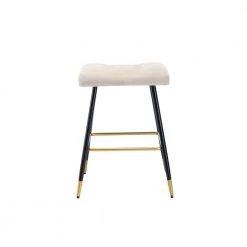 26.34 in. Ivory Backless Bar Stools with Velvet Seat (Set of 1) by ATHMILE