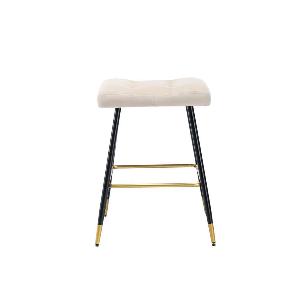 26.34 in. Ivory Backless Bar Stools with Velvet Seat (Set of 1) by ATHMILE 1 26.34 in. Ivory Backless Bar Stools with Velvet Seat (Set of 1) by ATHMILE
