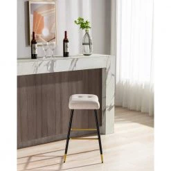 26.34 in. Ivory Backless Bar Stools with Velvet Seat (Set of 1) by ATHMILE 11 26.34 in. Ivory Backless Bar Stools with Velvet Seat (Set of 1) by ATHMILE -ATHMILE Sales Store ivory athmile bar stools gz b2w20221733 c3 1000