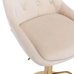 44.09 in. Low Back Ivory Metal Frame Adjustable Cushioned Bar Stool with Toweling fabric Seat (Set of 1) by ATHMILE -ATHMILE Sales Store ivory athmile bar stools gz w39538742 1f 1000