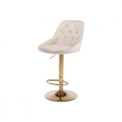 44.09 in. Low Back Ivory Metal Frame Adjustable Cushioned Bar Stool with Toweling fabric Seat (Set of 1) by ATHMILE -ATHMILE Sales Store ivory athmile bar stools gz w39538742 44 1000