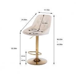 44.09 in. Low Back Ivory Metal Frame Adjustable Cushioned Bar Stool with Toweling fabric Seat (Set of 1) by ATHMILE -ATHMILE Sales Store ivory athmile bar stools gz w39538742 c3 1000