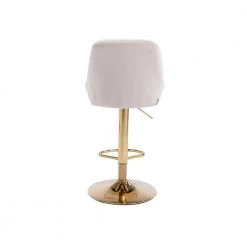 44.09 in. Low Back Ivory Metal Frame Adjustable Cushioned Bar Stool with Toweling fabric Seat (Set of 1) by ATHMILE -ATHMILE Sales Store ivory athmile bar stools gz w39538742 fa 1000