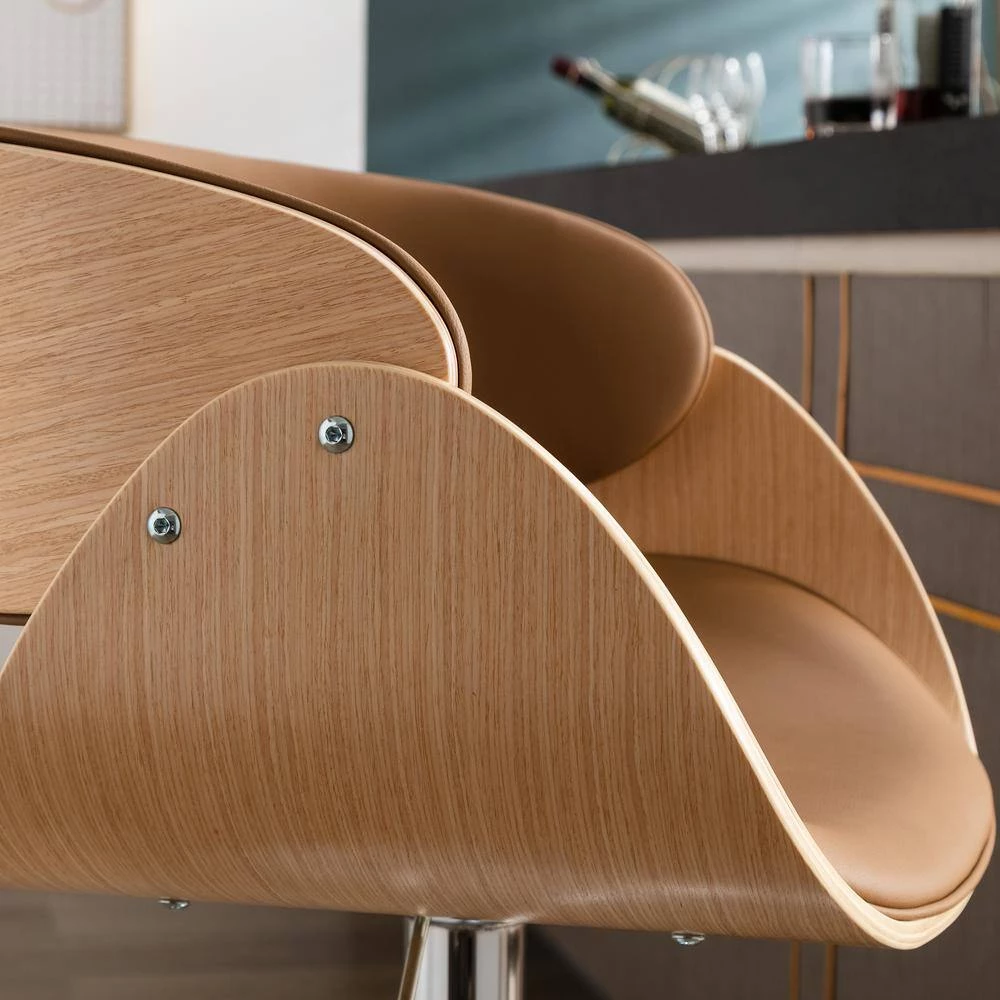 32 in. Khaki Leathert Bar Stool (Set of 1) by ATHMILE 4 32 in. Khaki Leathert Bar Stool (Set of 1) by ATHMILE - Image 4