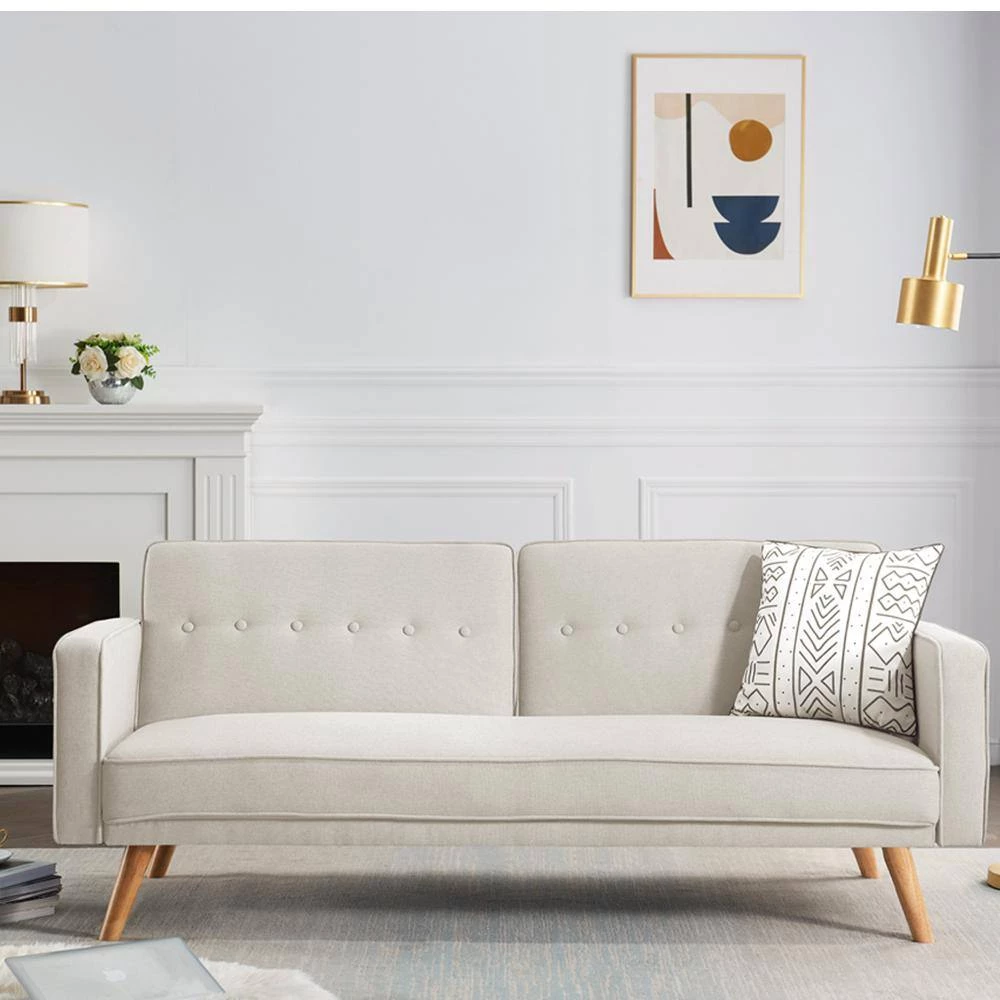 72.4 in. Light Beige Cotton Linen Twin Size Sofa Bed by ATHMILE 10 72.4 in. Light Beige Cotton Linen Twin Size Sofa Bed by ATHMILE - Image 10