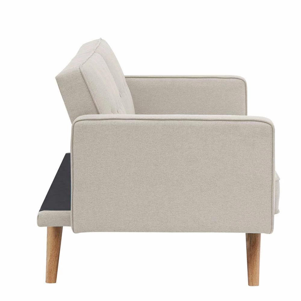 72.4 in. Light Beige Cotton Linen Twin Size Sofa Bed by ATHMILE 2 72.4 in. Light Beige Cotton Linen Twin Size Sofa Bed by ATHMILE - Image 2