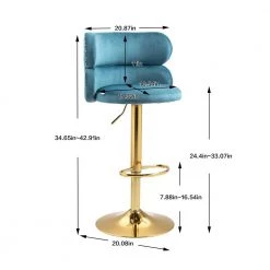 43 in. Light Blue Velvet Bar Stool (Set of 1) by ATHMILE -ATHMILE Sales Store light blue athmile bar stools ddw39539728 c3 1000