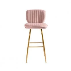 40.55 in. Pink Velvet Bar Stool (Set of 1) by ATHMILE