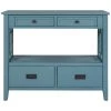 Light Blue 36 in. Modern Rectangle Wood Console Table Sofa Table for Living Room with 4-Drawers and 1-Shelf by ATHMILE