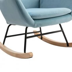 Light Blue Velvet Rocking Chair by ATHMILE -ATHMILE Sales Store light blue athmile rockers gliders ottomans ddw67640673 1f 1000