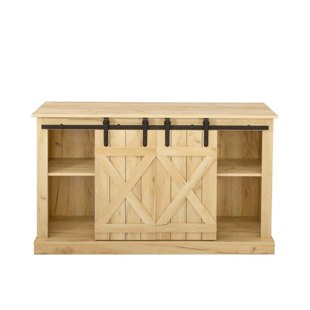 53.9 in. Light Brown Standard Rectangle Wood Console Table by ATHMILE 1 53.9 in. Light Brown Standard Rectangle Wood Console Table by ATHMILE