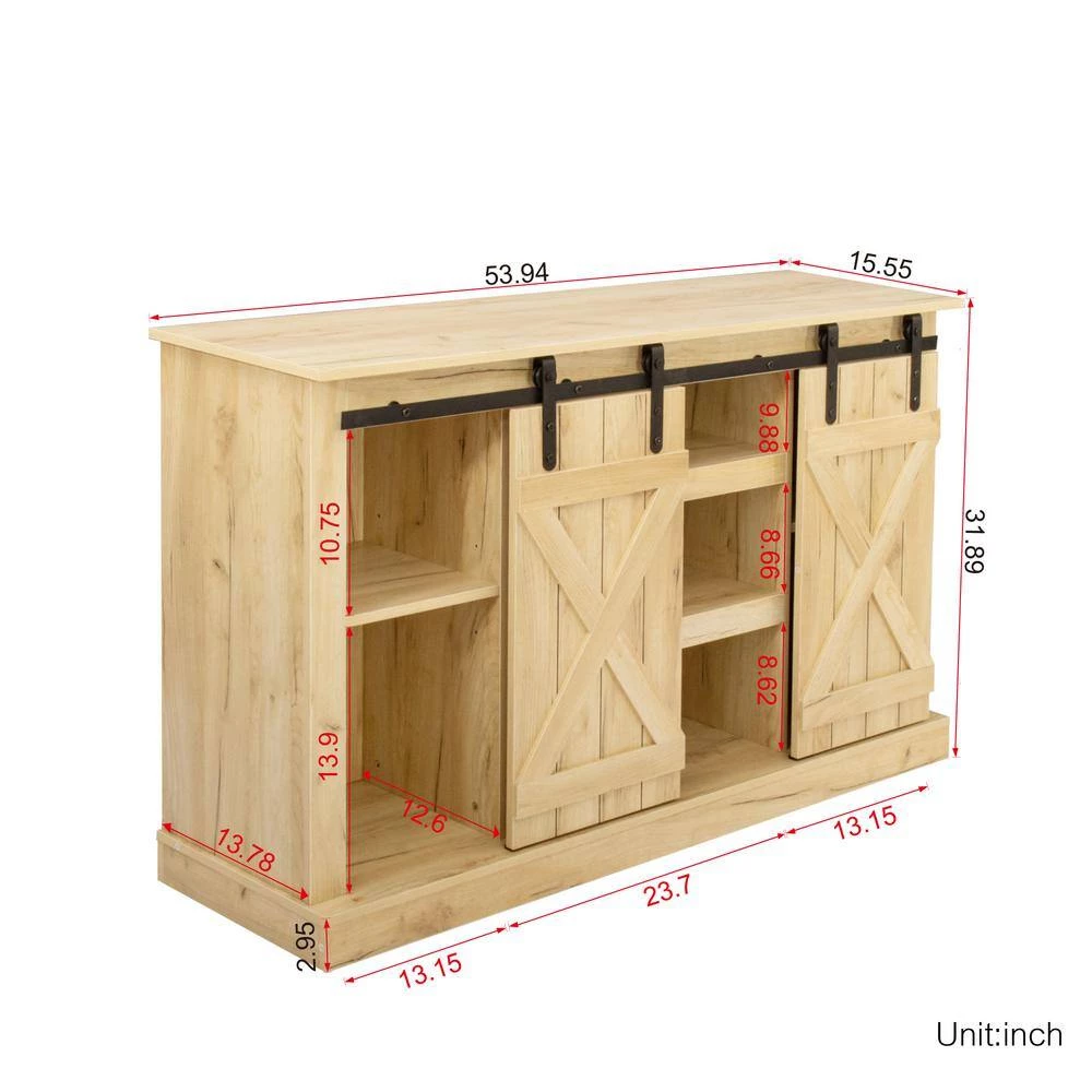 53.9 in. Light Brown Standard Rectangle Wood Console Table by ATHMILE 3 53.9 in. Light Brown Standard Rectangle Wood Console Table by ATHMILE - Image 3