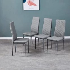 Light Gray Dining Chair (Set of 4) by ATHMILE -ATHMILE Sales Store light gray athmile dining chairs gz b2w20221275 31 1000