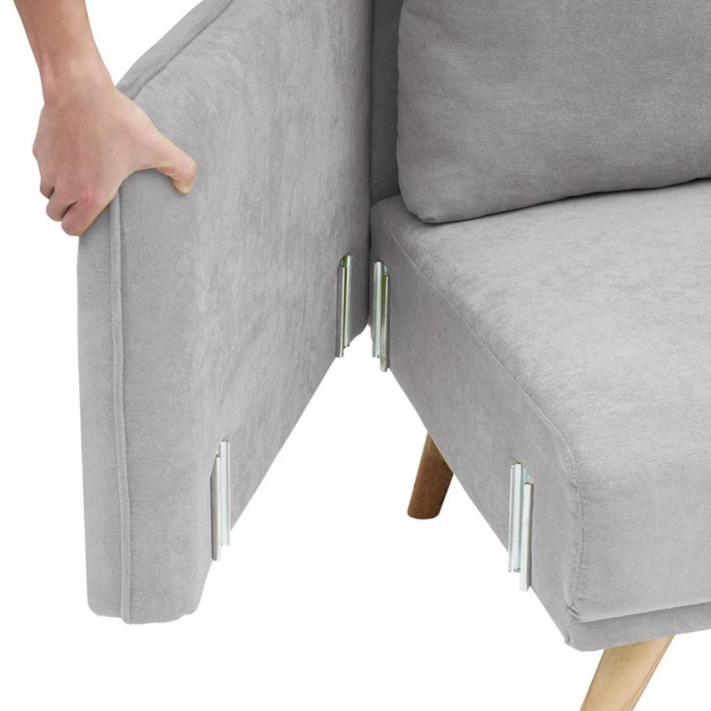 69 in. Light Gray Line 2-Seater Loveseat with Wood Legs by ATHMILE 6 69 in. Light Gray Line 2-Seater Loveseat with Wood Legs by ATHMILE - Image 6