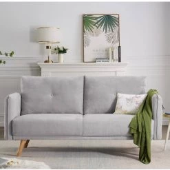 69 in. Light Gray Line 2-Seater Loveseat with Wood Legs by ATHMILE 19 69 in. Light Gray Line 2-Seater Loveseat with Wood Legs by ATHMILE -ATHMILE Sales Store light gray athmile loveseats gz b2w20220023 31 1000