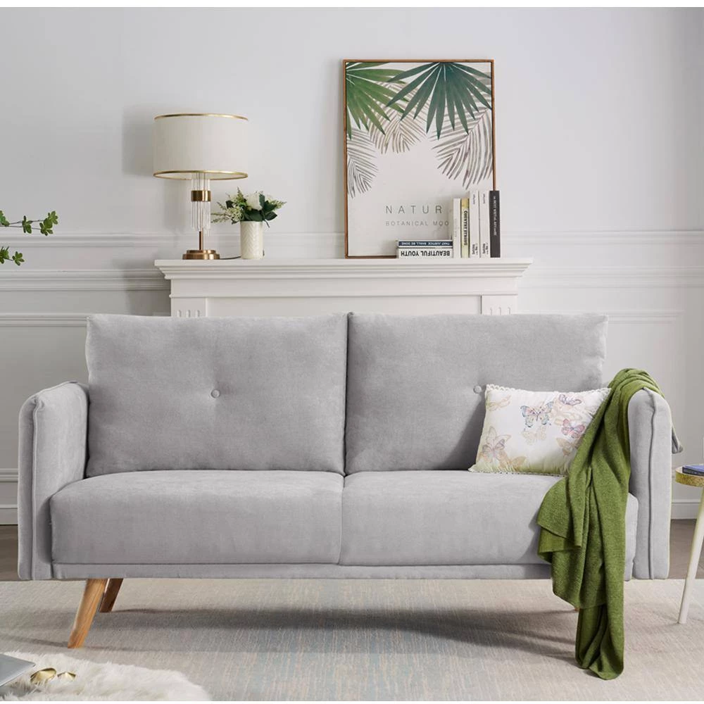 69 in. Light Gray Line 2-Seater Loveseat with Wood Legs by ATHMILE 10 69 in. Light Gray Line 2-Seater Loveseat with Wood Legs by ATHMILE - Image 10