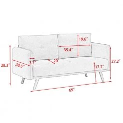 69 in. Light Gray Line 2-Seater Loveseat with Wood Legs by ATHMILE 13 69 in. Light Gray Line 2-Seater Loveseat with Wood Legs by ATHMILE -ATHMILE Sales Store light gray athmile loveseats gz b2w20220023 c3 1000