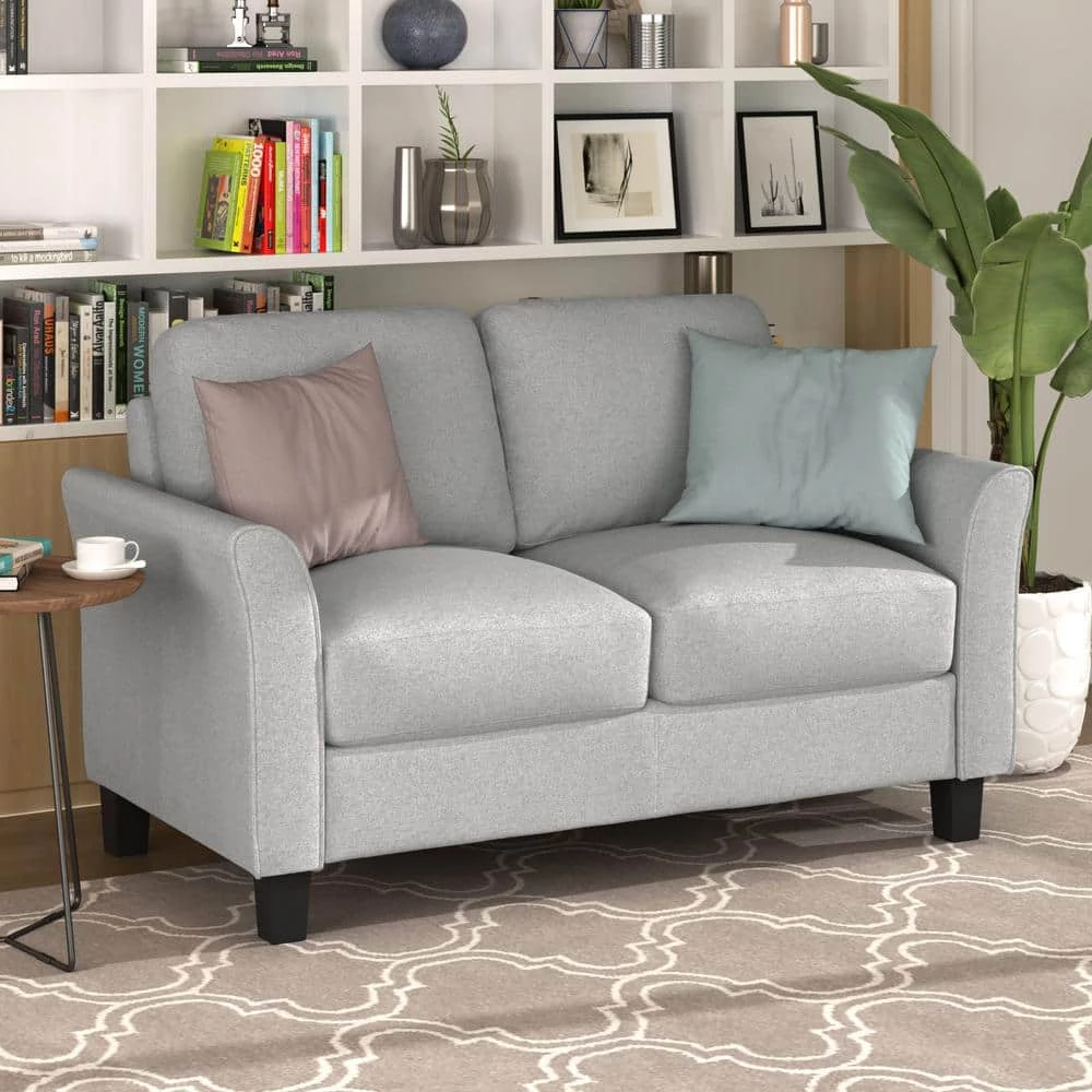 53.7 in. Light Gray Fabric 2-Seater Loveseat by ATHMILE 8 53.7 in. Light Gray Fabric 2-Seater Loveseat by ATHMILE - Image 8