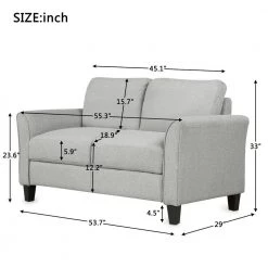 53.7 in. Light Gray Fabric 2-Seater Loveseat by ATHMILE 10 53.7 in. Light Gray Fabric 2-Seater Loveseat by ATHMILE -ATHMILE Sales Store light gray athmile loveseats gz b2w20220860 c3 1000