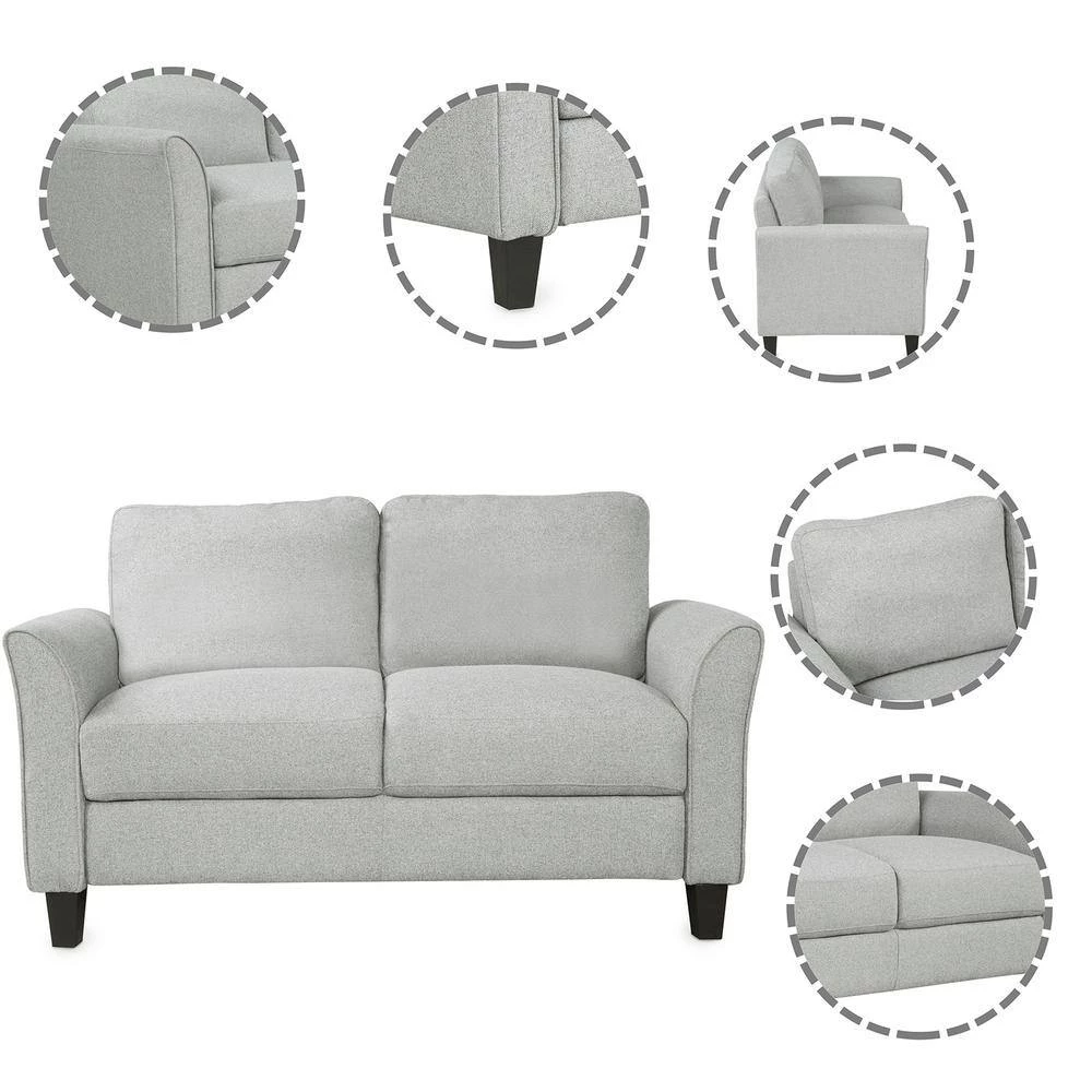 53.7 in. Light Gray Fabric 2-Seater Loveseat by ATHMILE 7 53.7 in. Light Gray Fabric 2-Seater Loveseat by ATHMILE - Image 7