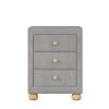 3-Drawers Upholstered Light Gray Nightstand (17 in. L x 15.7 in. W x 21 in. H) by ATHMILE