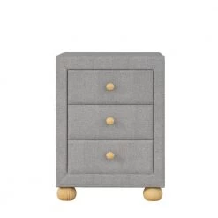 3-Drawers Upholstered Light Gray Nightstand (17 in. L x 15.7 in. W x 21 in. H) by ATHMILE