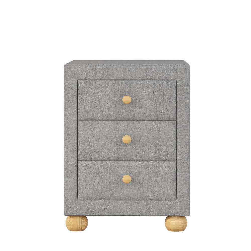 3-Drawers Upholstered Light Gray Nightstand (17 in. L x 15.7 in. W x 21 in. H) by ATHMILE 1 3-Drawers Upholstered Light Gray Nightstand (17 in. L x 15.7 in. W x 21 in. H) by ATHMILE