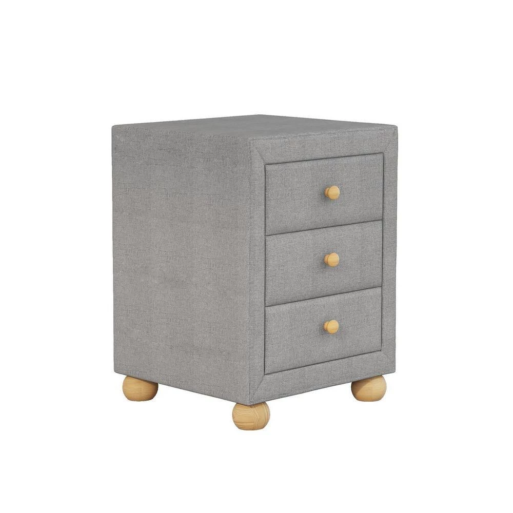 3-Drawers Upholstered Light Gray Nightstand (17 in. L x 15.7 in. W x 21 in. H) by ATHMILE 8 3-Drawers Upholstered Light Gray Nightstand (17 in. L x 15.7 in. W x 21 in. H) by ATHMILE - Image 8