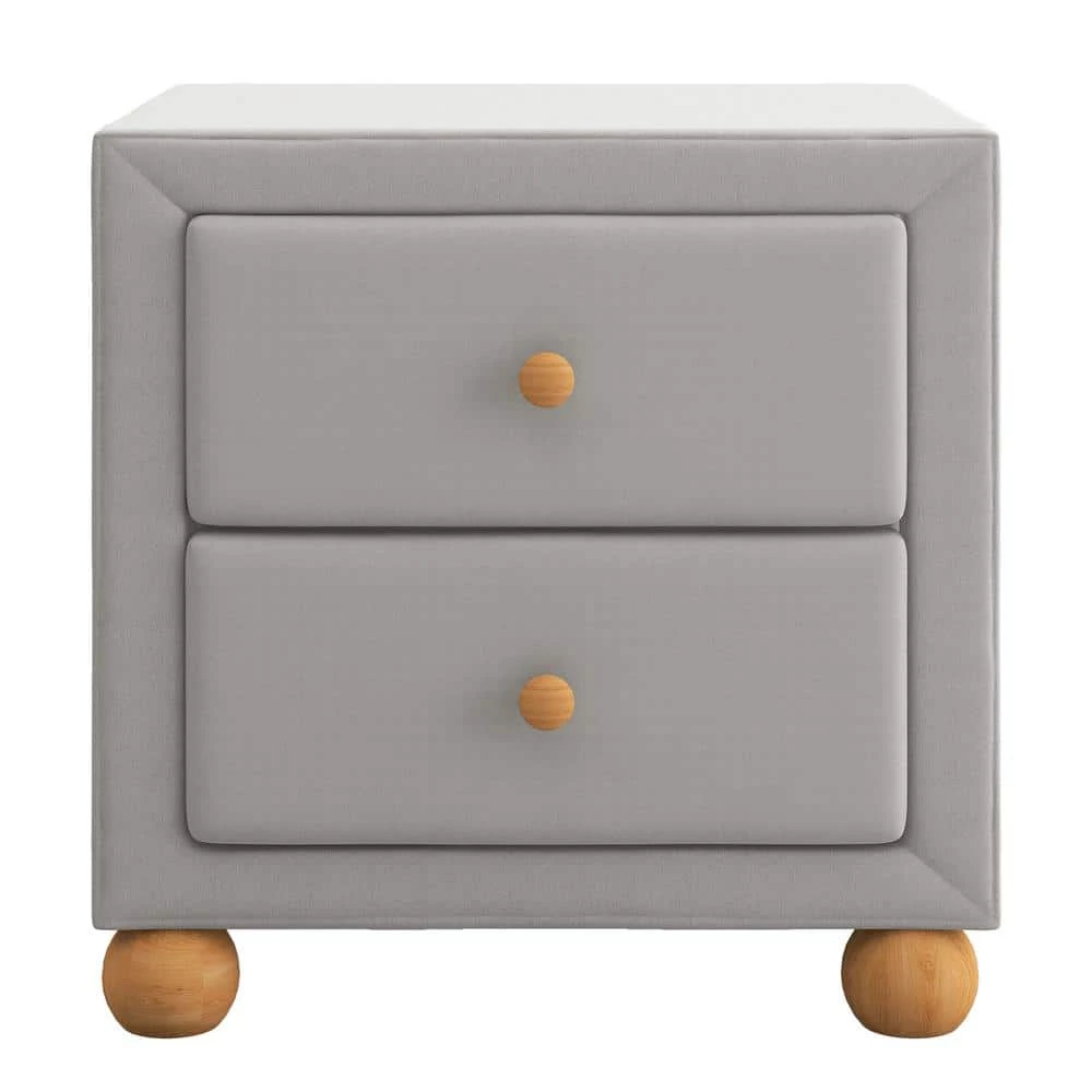 2-Drawers Upholstered Light Gray Nightstand (20.9 in. L x 18.1 in. W x 18.2 in. H) by ATHMILE 1 2-Drawers Upholstered Light Gray Nightstand (20.9 in. L x 18.1 in. W x 18.2 in. H) by ATHMILE