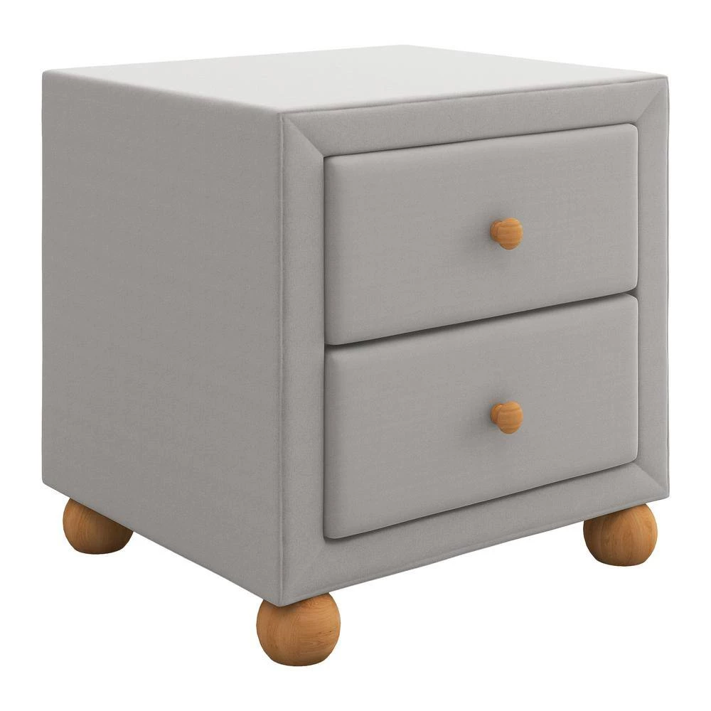2-Drawers Upholstered Light Gray Nightstand (20.9 in. L x 18.1 in. W x 18.2 in. H) by ATHMILE 2 2-Drawers Upholstered Light Gray Nightstand (20.9 in. L x 18.1 in. W x 18.2 in. H) by ATHMILE - Image 2